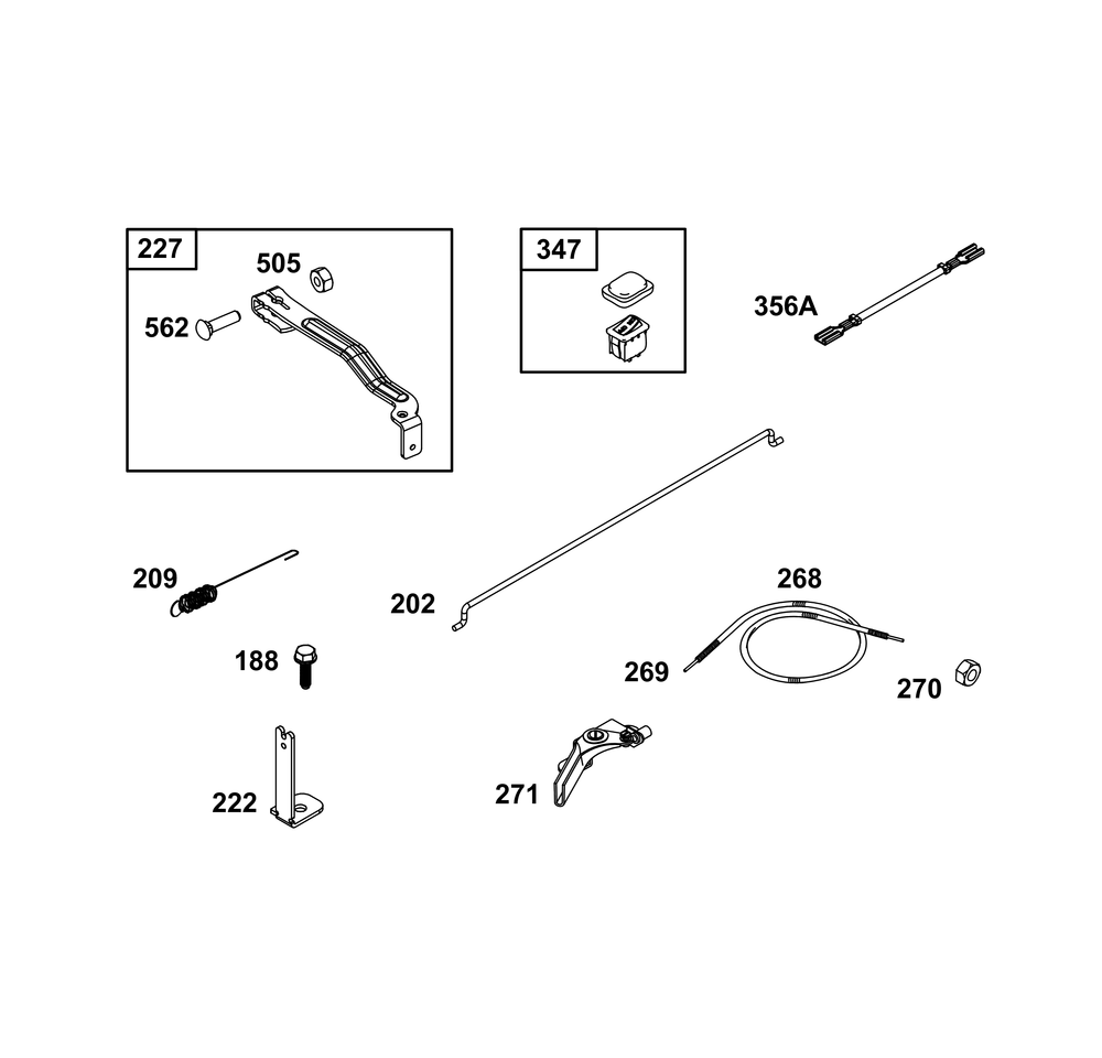 Controls Group Diagram and Parts List for 09P702-0297-F1 020000 - 09Z999 Briggs and Stratton Engine